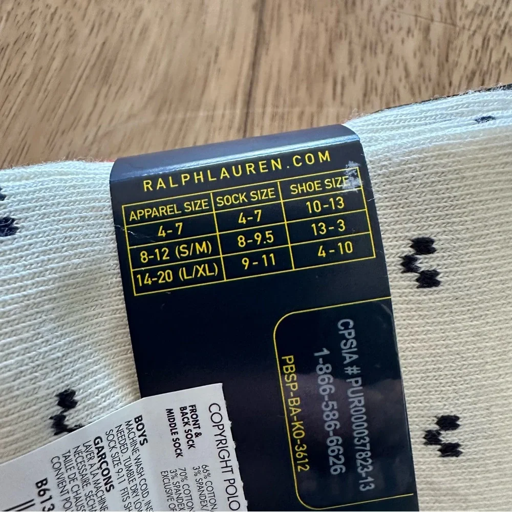 Polo Ralph Lauren Boys Crew Socks Reindeer Holiday 3 Pairs‎ Boys Size 9-11